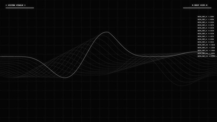 Digital Data Waveform Visualization on Dark Grid Background