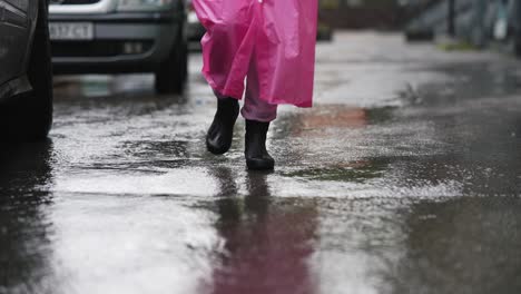 woman walking in the rain