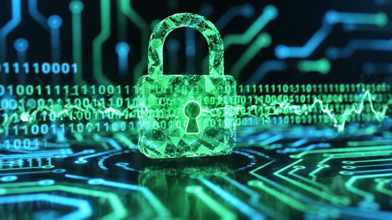 Esplorando l'intersezione tra tecnologia e sicurezza: un viaggio visivo attraverso circuiti digitali e protezione informatica.