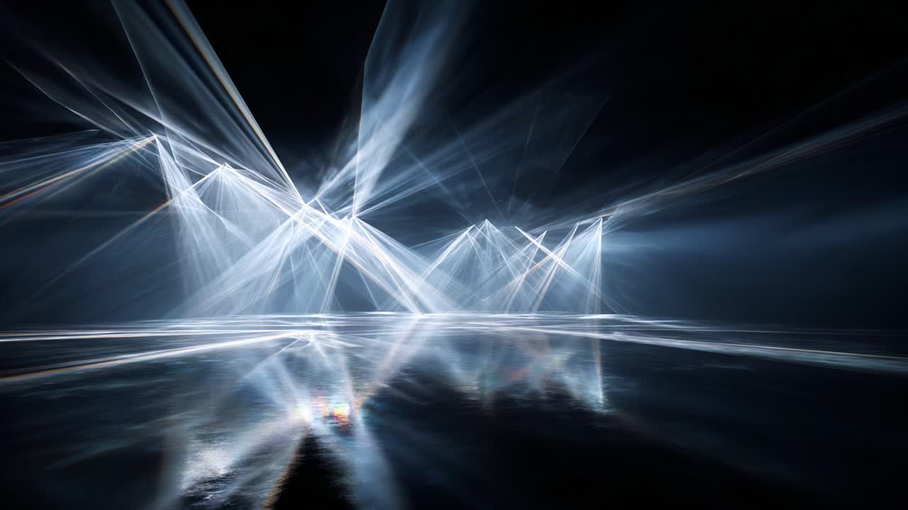 Captivating Light Rays and Reflections Create a Stunning Visual Experience in a Dark Environment, Showcasing the Magic of Illumination and Technological Artistry