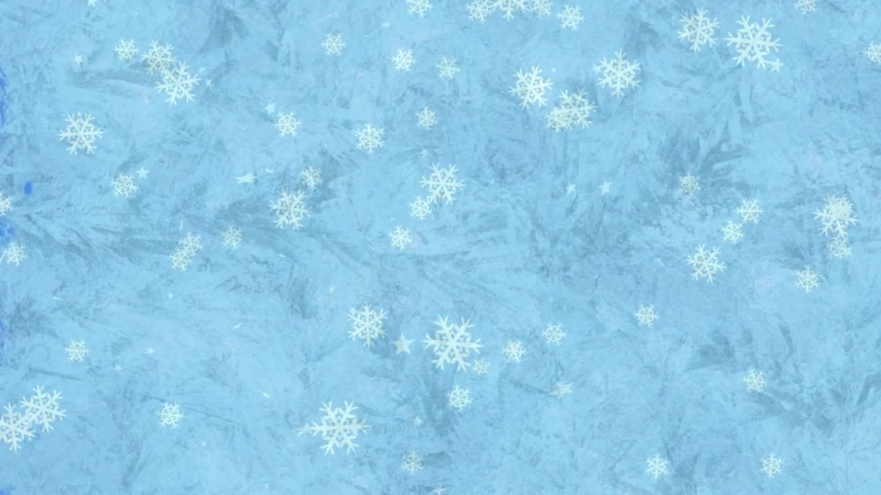 Icone di fiocchi di neve che fluttuano sullo sfondo, avviando l'espansione del gelo dal bordo destro, riempiendo l'inquadratura