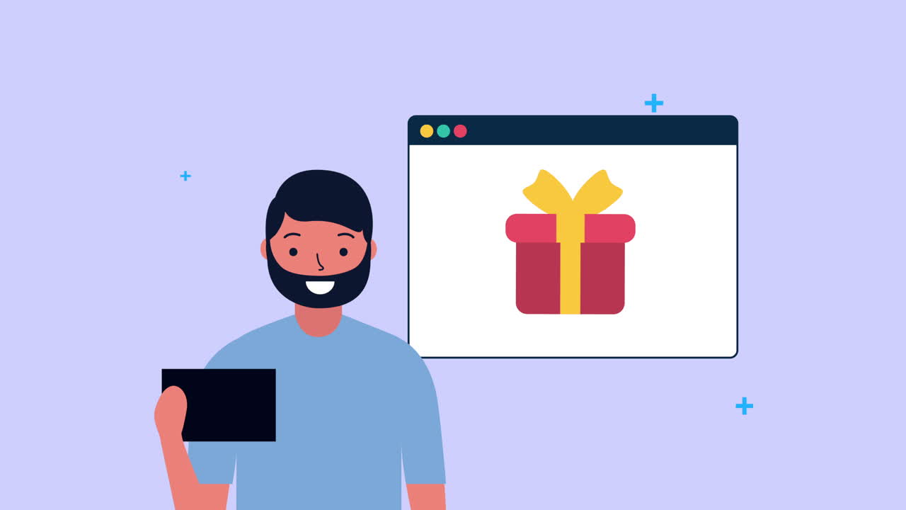 joven empresario usando un teléfono inteligente con una canasta de compras