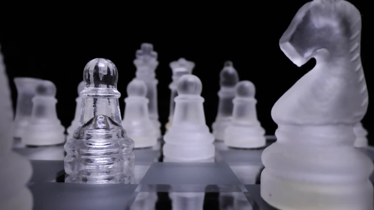 체스 사이에 카메라의 비행. 슈퍼 매크로 클로즈업.