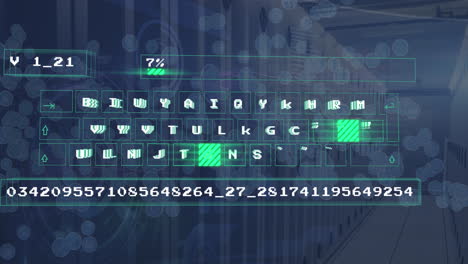animación de la tecnología en línea procesamiento de datos digitales en el teclado a través de servidores informáticos