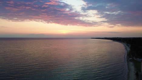 aerial beauty: sunset in flogita, greece, overlooking the aegean in 4k