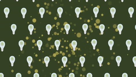 animación de bombillas y manchas verdes sobre fondo verde