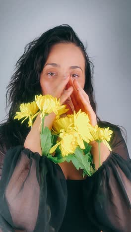 woman with yellow flowers