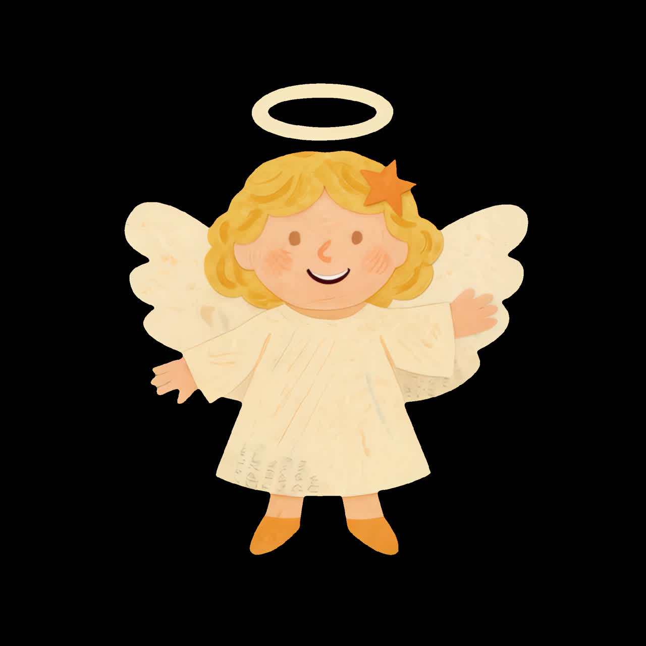 Cute angelic cartoon character illustration animation isolated asset, transparent 4K video, alpha
