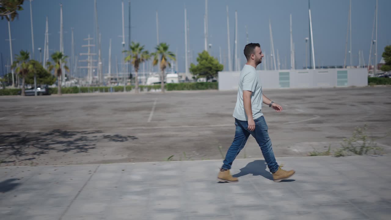 Man walking in a city park