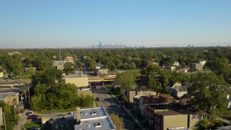 aerial view of south side chicago neighborhood in summer