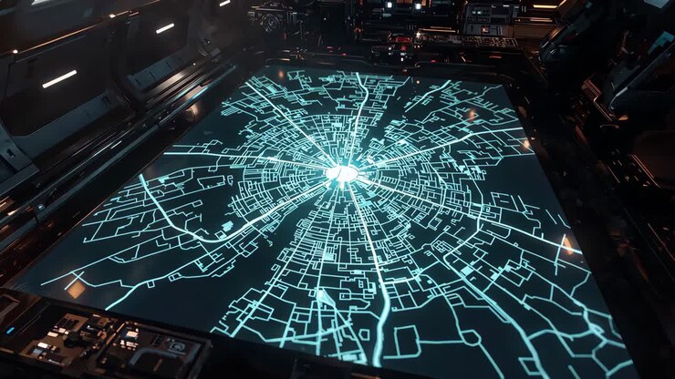 Futuristic City Map Interface