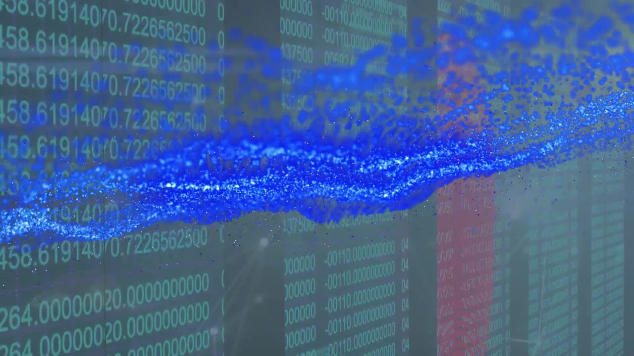 animación del procesamiento de datos sobre el paisaje marino