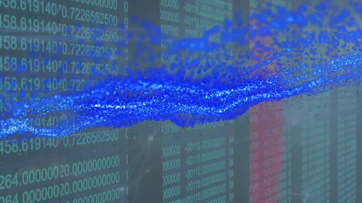 Animation of data processing over seascape