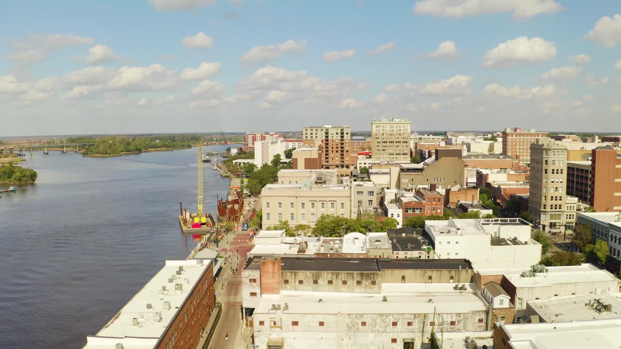 Drone Dolly Right over Downtown Wilmington