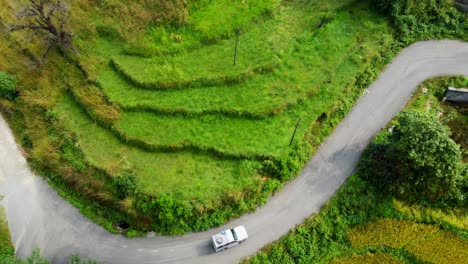 jeep traversing through the lush nepali landscape