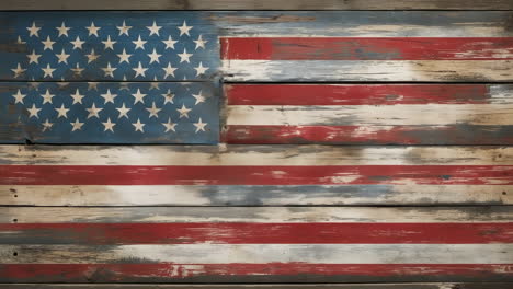 distressed american flag made of wooden planks