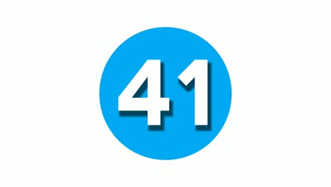 number 41 forty one sign symbol animation motion graphics on blue circle white background,cartoon video number for video elements