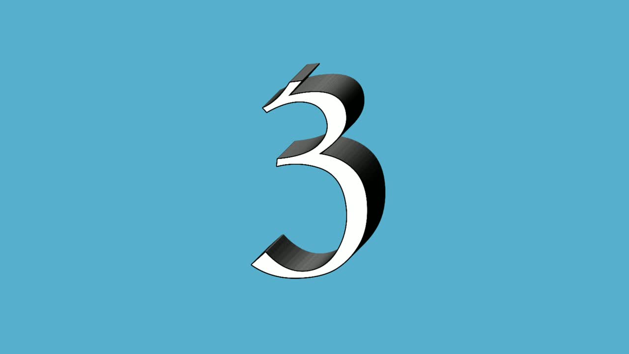 número 3 animación pantalla azul