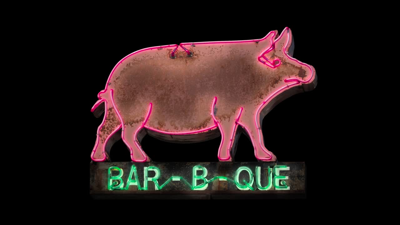 Isoleret neon BBQ skilt