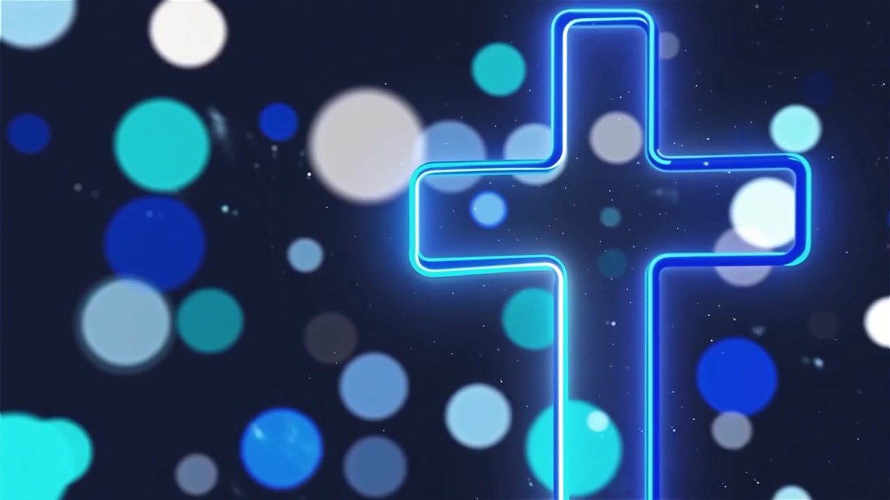 Christliches Kreuz, himmlisches Licht, Anbetungshintergrund.