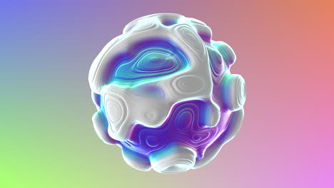 A colorful 3D sphere composed of various shapes and lines, swirling with vibrant colors, evoking a psychedelic and abstract visual experience, leaving its purpose open to interpretation
