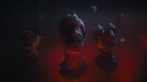 crushed android heads on spikes in hell