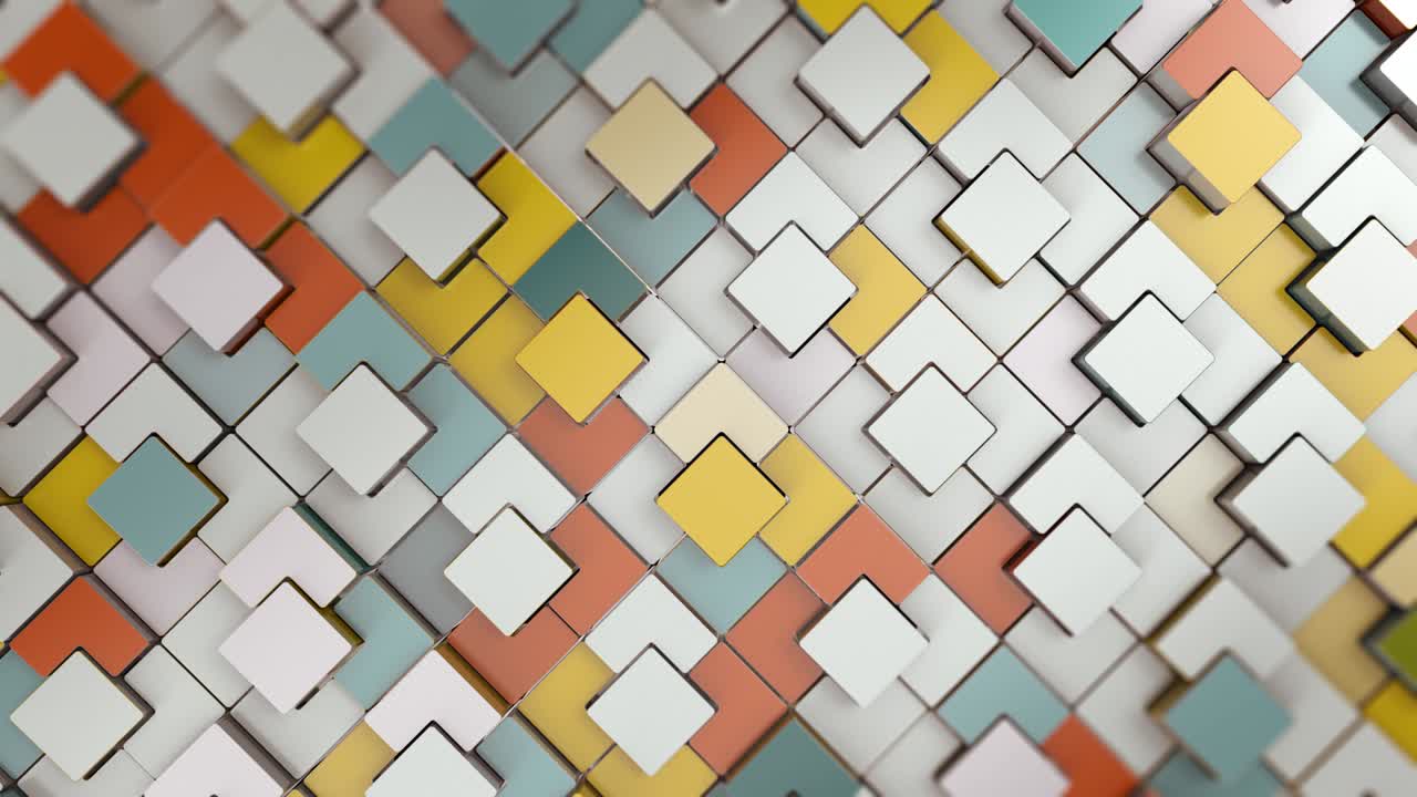 3d rendering of abstract geometric background with multi colored cubes composition