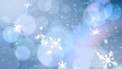 snow falling on blue background