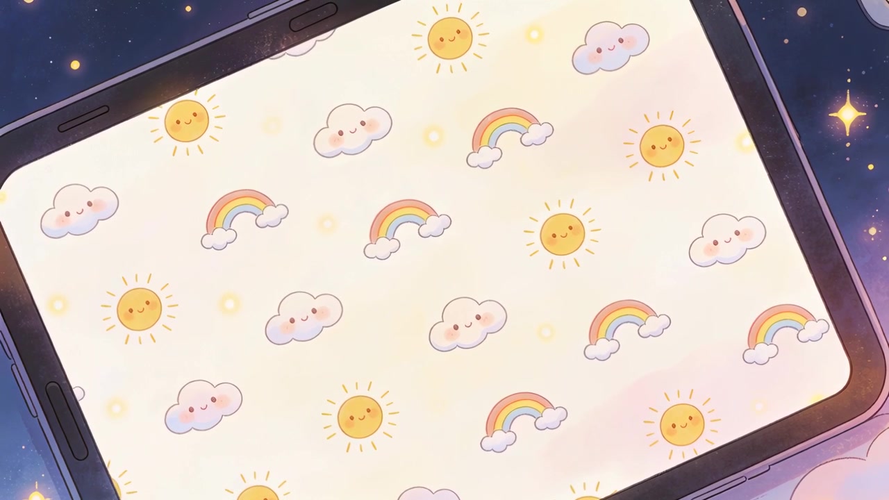 Tilting tablet in landscape showing suns rainbows, camera nudging to keep centered, bezel vents
