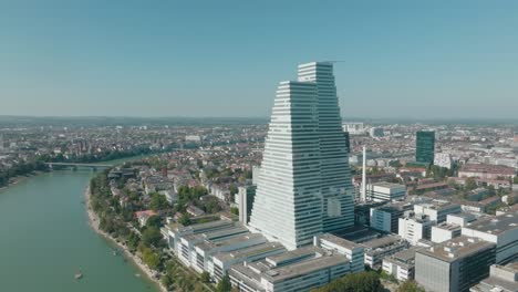 Aerial-flies-backwards-from-Kleinbasel-revealing-the-Rhine-river