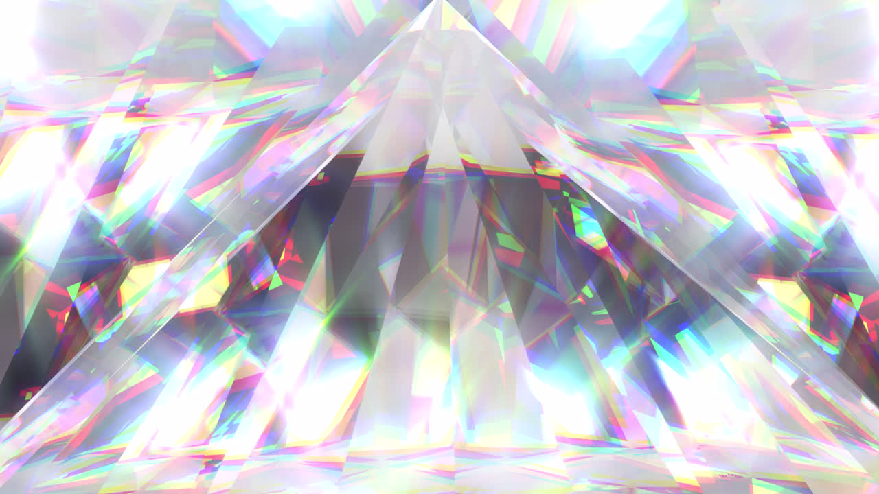 animación de un prisma brillante claro que se mueve sobre puntos de luz