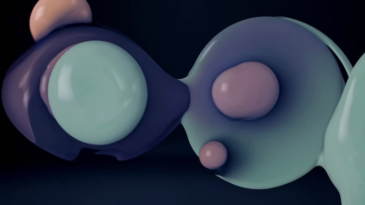 Abstract fluid shapes intertwine and evolve in a seamless motion sequence, showcasing dynamic forms and vibrant colors against a dark background