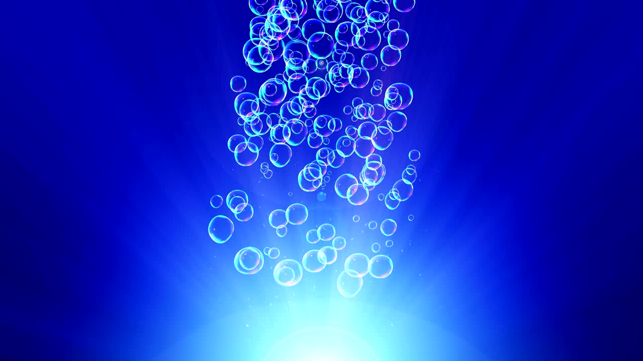 Rainbow bubbles on a blue background