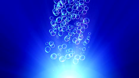 rainbow bubbles on a blue background