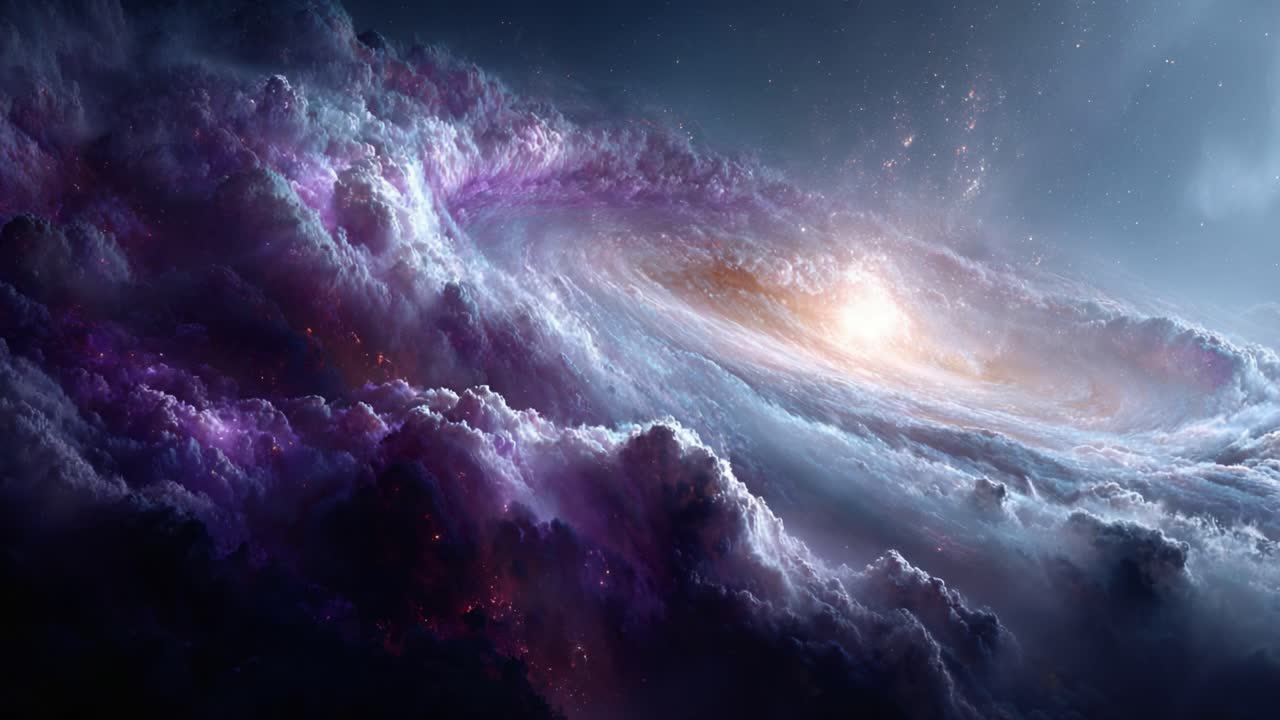 A Breathtaking Cosmic Phenomenon: An Ethereal View of a Spiraling Galaxy Surrounded by Lush Nebulas and Glowing Stars Amidst the Depths of Space