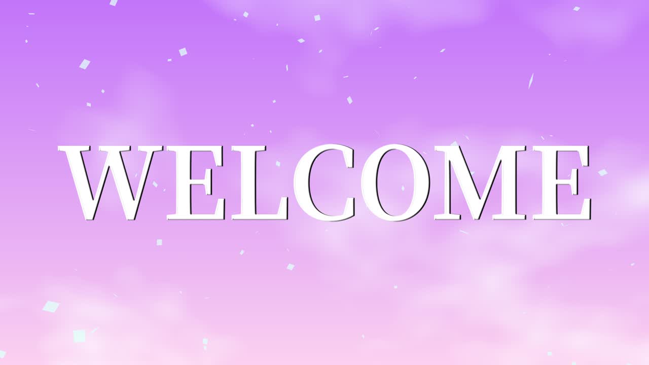 Animazione testuale del messaggio "WELCOME" in motion graphics