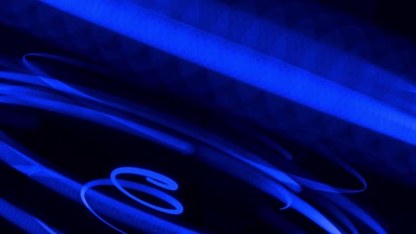 diseño de movimiento bg de partículas de flujo que dan forma a líneas, hélices y estructuras abstractas. líneas azules girando en espiral vuelan a lo largo de la trayectoria giratoria. 3d render elegante fondo abstracto creativo en 4k.