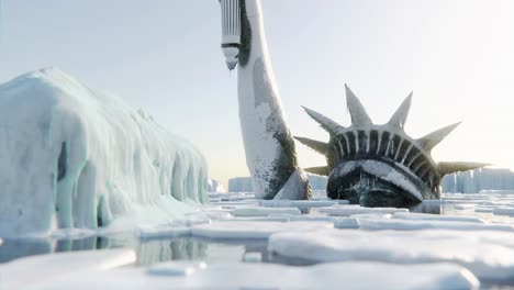 statue of liberty frozen in an apocalyptic shot