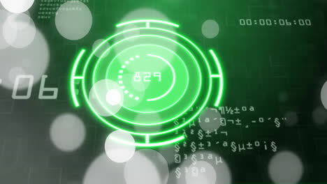 Animation of green digital radar interface with numbers and symbols
