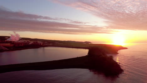 Sunrise-and-industrial-smoke-on-Lake-Superior