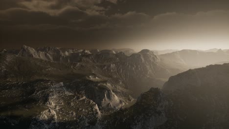 dramatic sky over steps in a mountain.