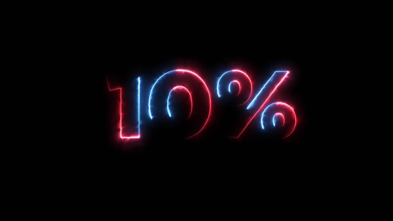 Neon Glowing Percentage Numbers on Black Background