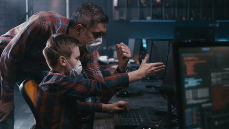 Father and Son Learning to Code During Pandemic