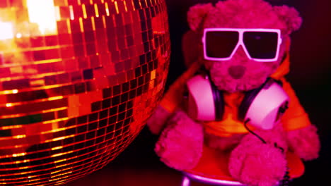 teddy bear dj with disco ball