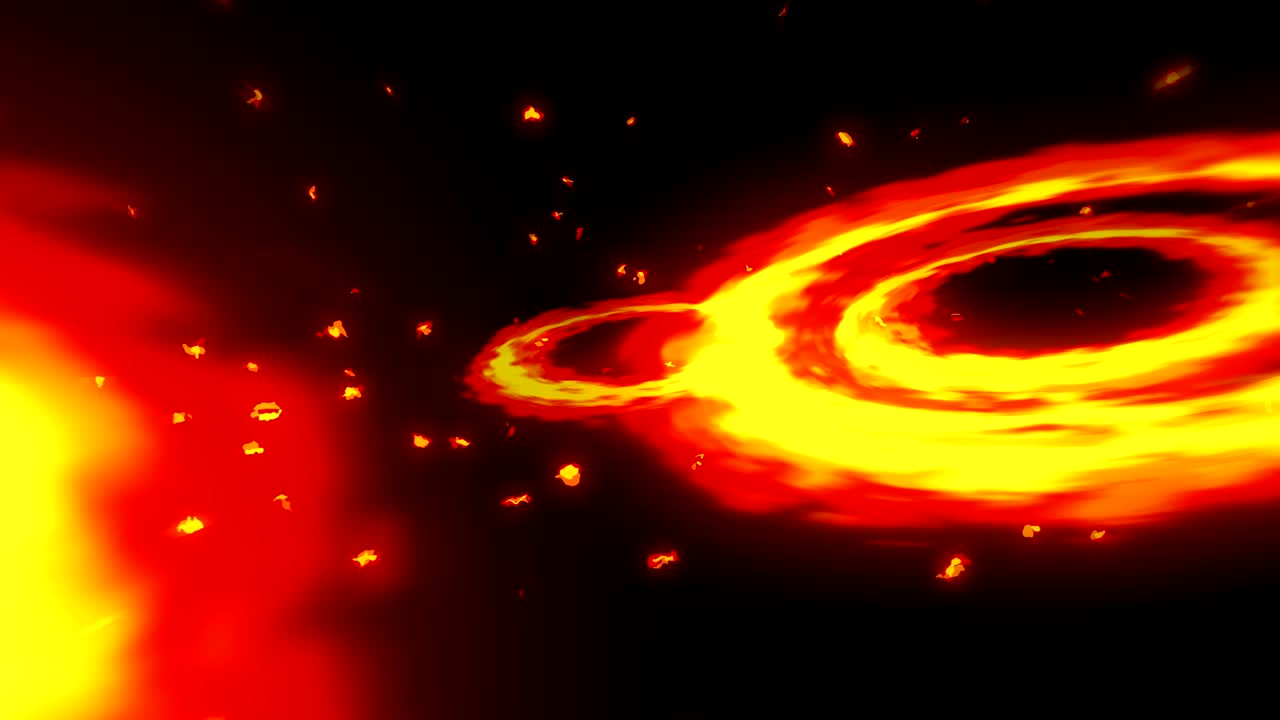 Animazione fulmine di fuoco, Animazione in stile fumetto, Sfondo con fiamme in loop