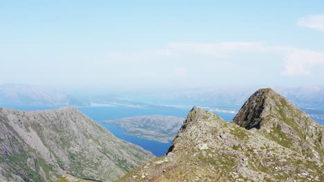 Donnamannen-Mountain-Range-In-Norway---aerial-pullback