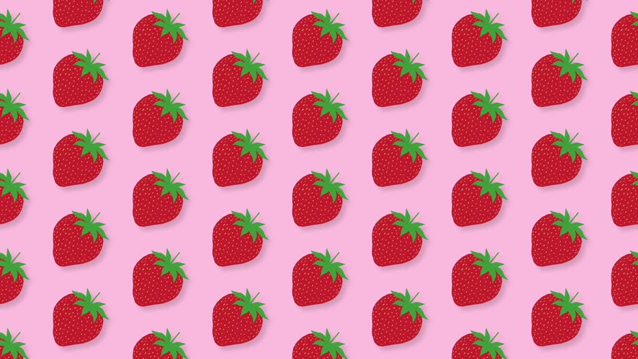 Strawberry illustration loop animation. | Premium Stock Video Footage