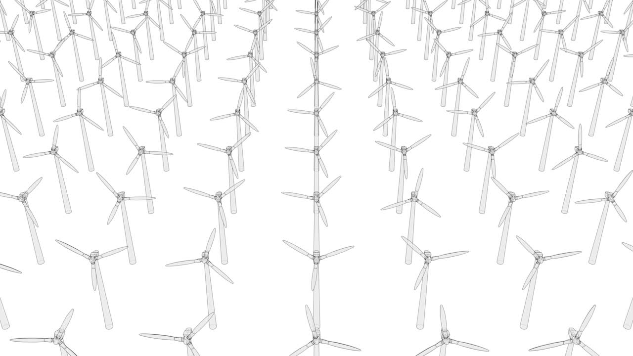 Electric wind turbines. 4k seamless loop