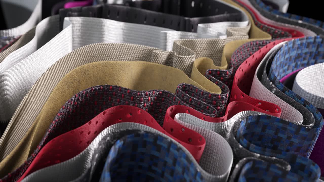 vista de cerca de varios materiales textiles