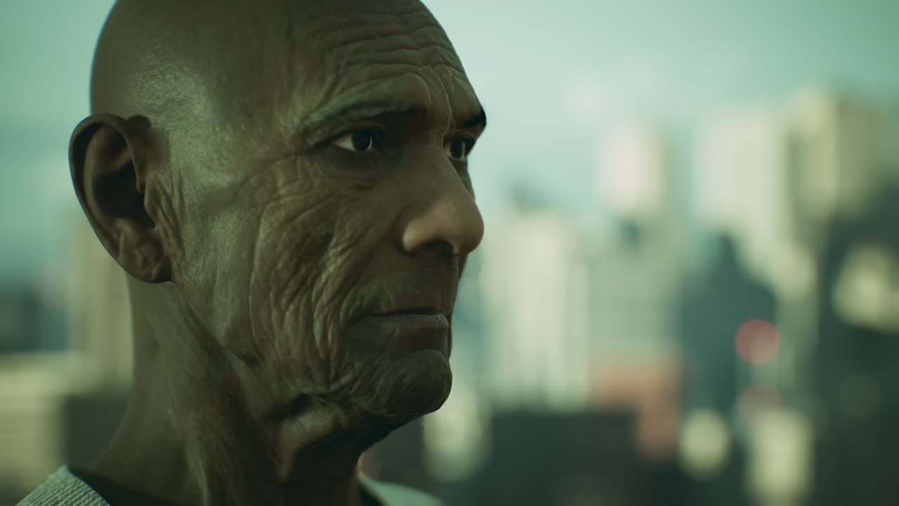 anciano asiático en la ciudad